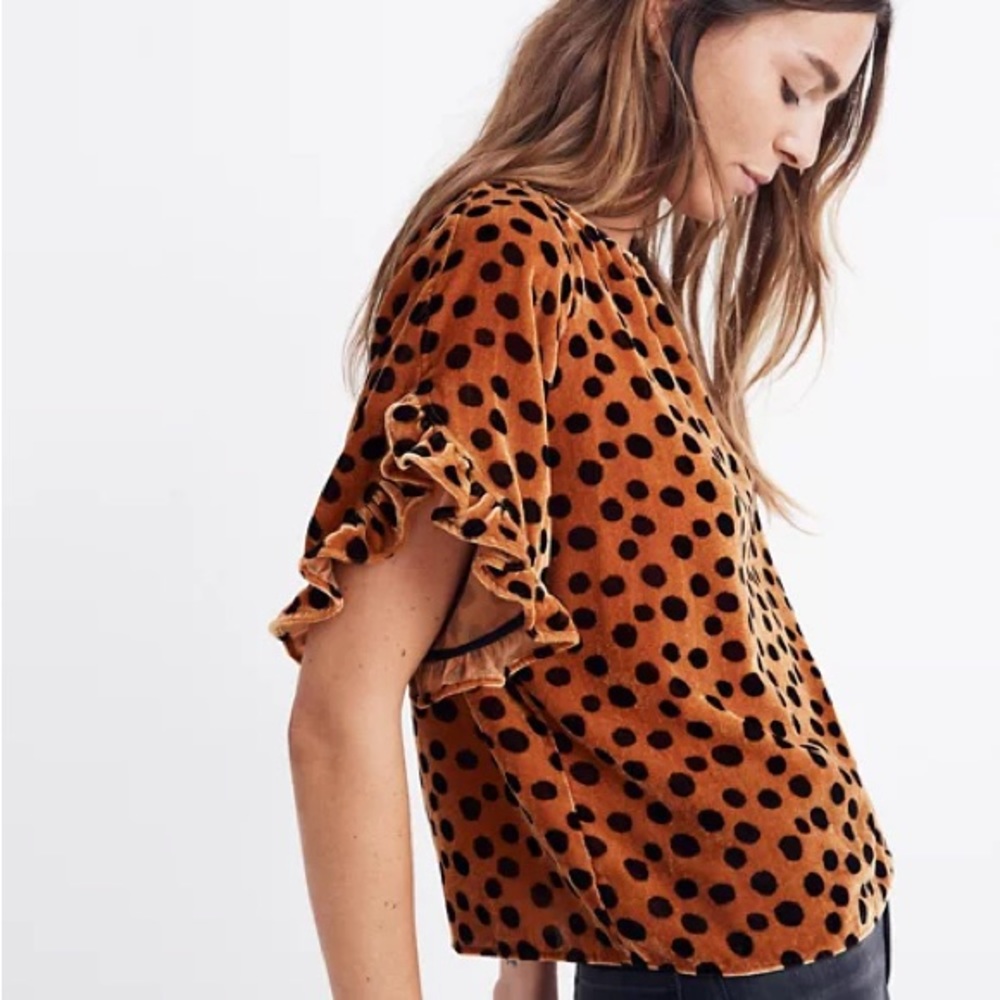 Madewell velvet Memento leopard Top S